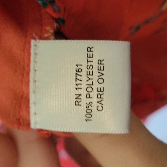 Women's Medium Quarter sleeve Dress. Orange with floral print design. - Picture 10 of 14